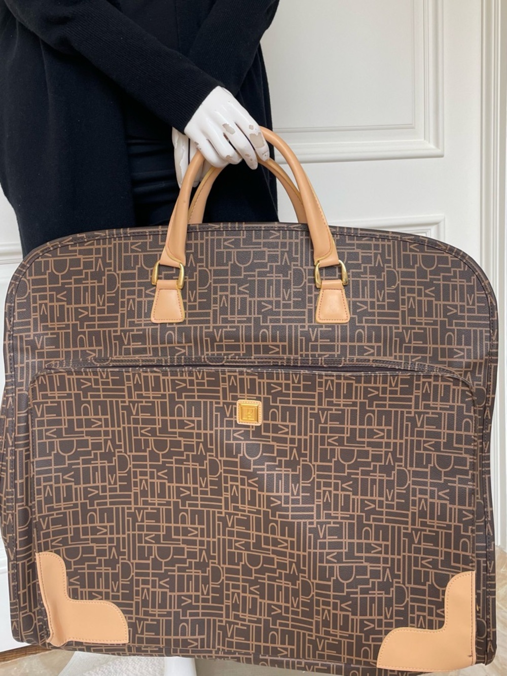 Vintage Diane von Furstenberg DVF Monogram Garment Bag w/ Tag Lock Keys
